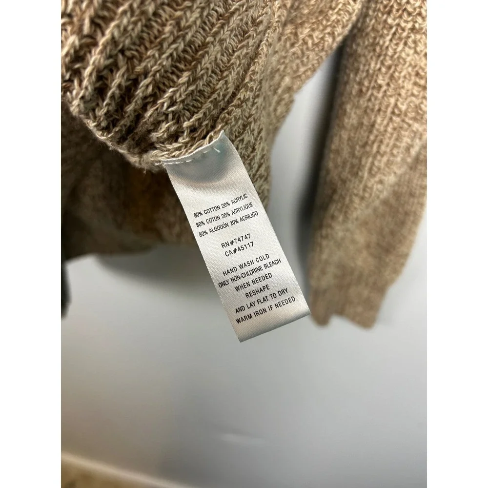 Vintage REDHEAD Sweater Large Tan ‎ Knit Henley Brass Button Pullover Fisherman